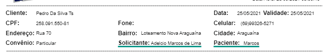 Impressão Orçamento com Solicitante e Paciente 