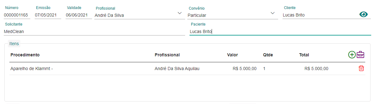 Adicionado Solicitante e Paciente